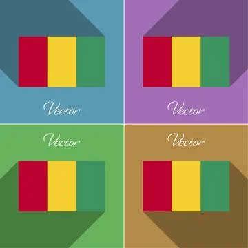 Flags Guinea. Set of colors flat design and long shadows. Foto stock
