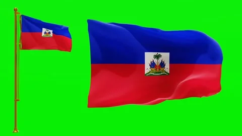 Flags of Haiti with Green Screen Chroma Key High Quality 4K UHD 60FPS Stock Footage 142902012