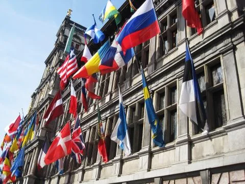 Flags on hall Stock-Fotos