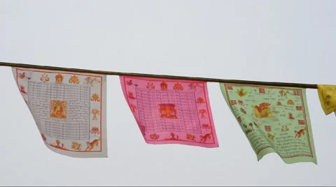 Flags hang a Chinese temple Stock Footage 908622