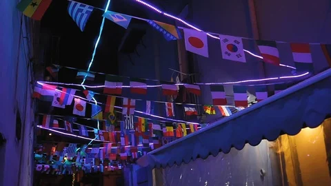 Flags hanging on the streets of Naples. 스톡 동영상 107671376