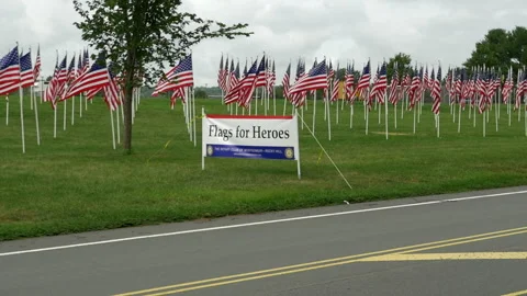 Flags for Heroes Stock Footage 138964811