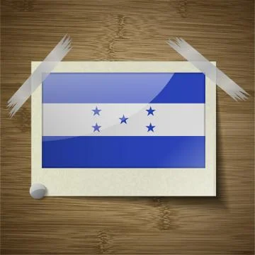 Flags Honduras at frame on wooden texture. Vector Stock-Illustration
