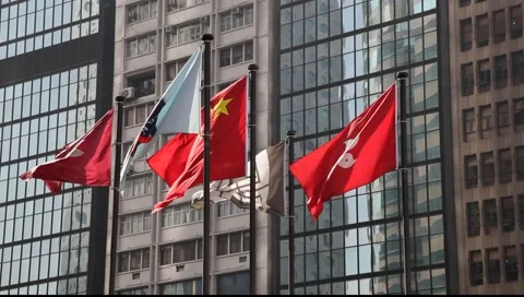 Flags in Hong Kong Stock Footage 1003935