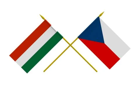 Flags, Hungary and Czech Stock Illustration