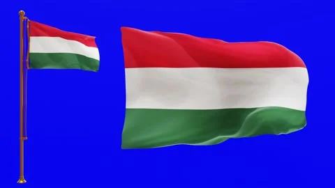 Flags of Hungary with Green Screen Chroma Key High Quality 4K UHD 60FPS Stock Footage 142902107