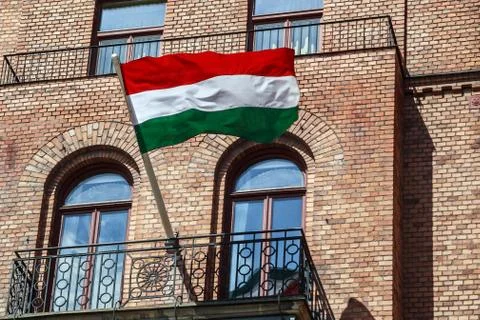 The flags of Hungary. Stock Photos
