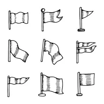 Flags icons set of isolated objects Stock Illustration