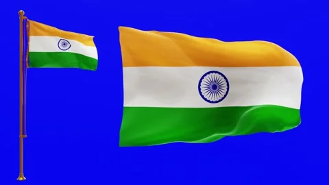 Flags of India with Green Screen Chroma Key High Quality 4K UHD 60FPS Stock Footage 142902151