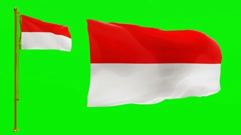 Flags of Indonesia with Green Screen Chroma Key High Quality 4K UHD 60FPS Stock Footage 142901665