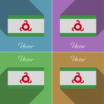 Flags Ingushetia. Set of colors flat design and long shadows. Stock Photos
