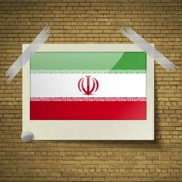 Flags Iran at frame on a brick background. Vector Stock Illustration