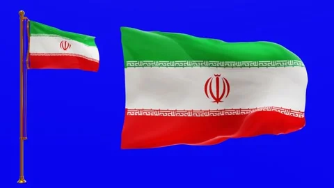Flags of Iran with Green Screen Chroma Key High Quality 4K UHD 60FPS Stock Footage 142901708