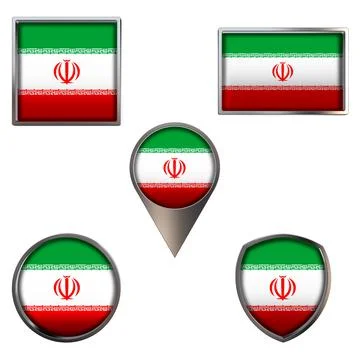 Flags of the Iran Icons set image Stock Illustration
