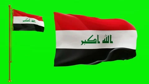 Flags of Iraq with Green Screen Chroma Key High Quality 4K UHD 60FPS Stock Footage 142901702