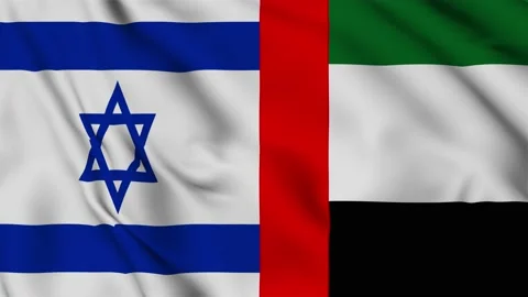 Flags of Israel and the UAE side by side waving , pace concept Video stock 142216853