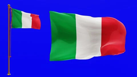 Flags of Italy with Green Screen Chroma Key High Quality 4K UHD 60FPS Video stock 143120920