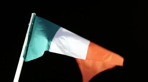 Flags of Italy with illumination on wind at dark night Stock Footage 52451331