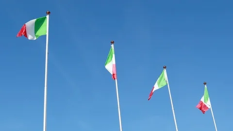 Flags of Italy waving in the wind Stock Footage 112935469