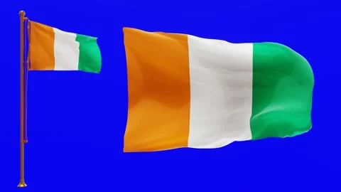 Flags of Ivory Coast with Green Screen Chroma Key High Quality 4K UHD 60FPS Stock Footage 142740861