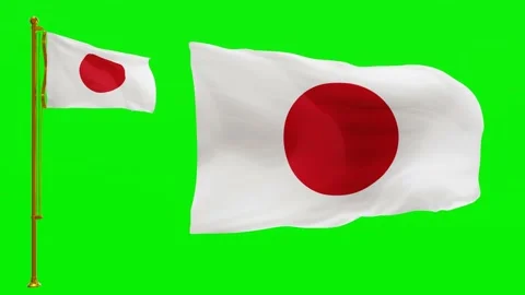 Flags of Japan with Green Screen Chroma Key High Quality 4K UHD 60FPS Stock Footage 143120784