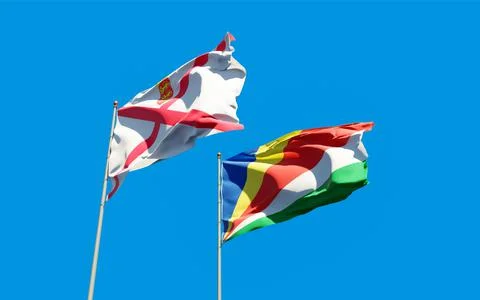 Flags of Jersey and Seychelles. Stock Photos
