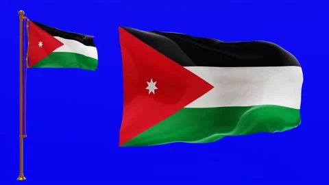 Flags of Jordan with Green Screen Chroma Key High Quality 4K UHD 60FPS Stock Footage 143120923