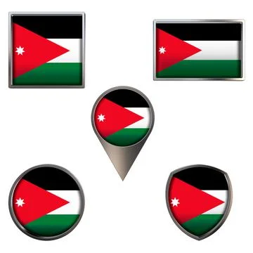 Flags of the Jordan Icons set image Stock Illustration