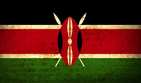 Flags Kenya with dirty paper texture. Vector Illustrazione stock