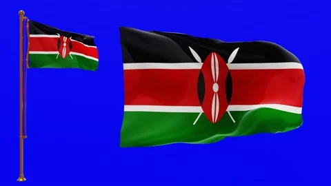 Flags of Kenya with Green Screen Chroma Key High Quality 4K UHD 60FPS Stock Footage 143120951