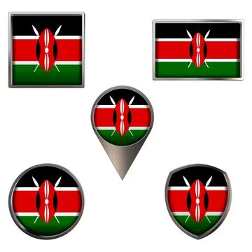 Flags of the Kenya Icons set image Stock Illustration