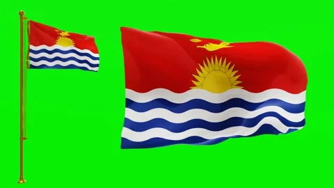 Flags of Kiribati with Green Screen Chroma Key High Quality 4K UHD 60FPS Stock Footage 143120956
