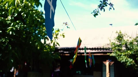 The the flags in the knight's town for children Stock Footage 277628712