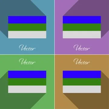 Flags Komi. Set of colors flat design and long shadows. Foto stock
