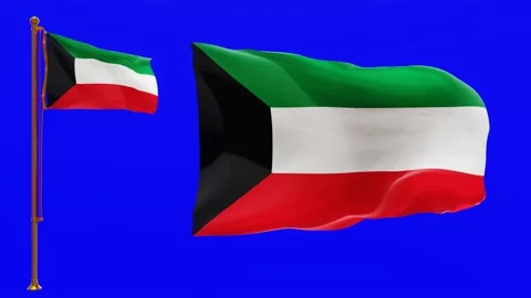 Flags of Kuwait with Green Screen Chroma Key High Quality 4K UHD 60FPS Video stock 143120953