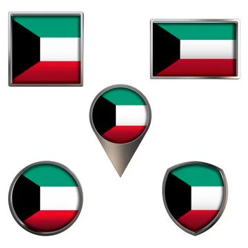 Flags of the Kuwait Icons set image Stock Illustration
