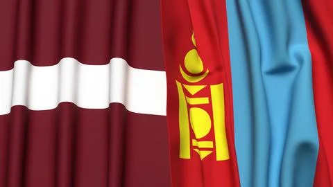 Flags of LATVIA and MONGOLIA Stock Photos