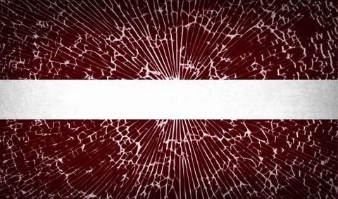 Flags Latvia with broken glass texture. Vector Stock Illustration