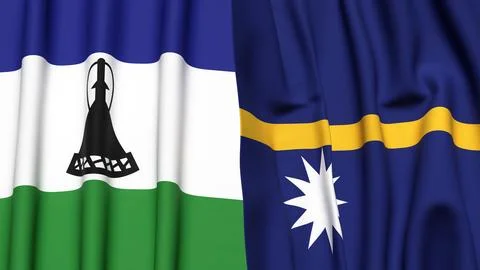 Flags of LESOTHO and NAURU Stock Photos