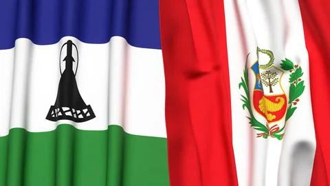 Flags of LESOTHO and Peru Stock Photos