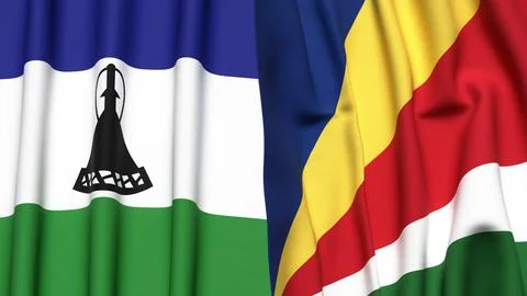 Flags of LESOTHO and SEYCHELLES Stock Photos