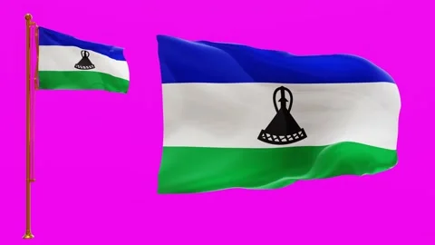 Flags of Lesotho with Green Screen Chroma Key High Quality 4K UHD 60FPS Video stock 143120982