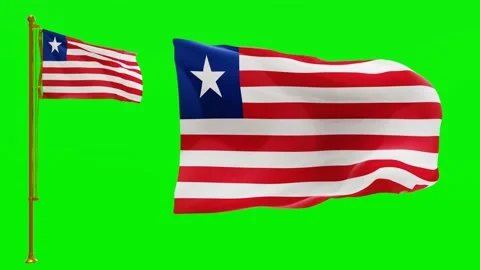 Flags of Liberia with Green Screen Chroma Key High Quality 4K UHD 60FPS Stock Footage 143120916