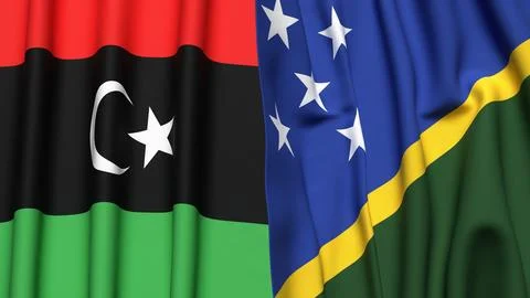 Flags of LIBYA and SOLOMON ISLANDS Stock Photos