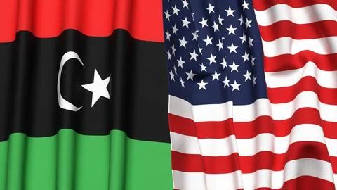 Flags of LIBYA and USA Stock Photos