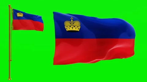 Flags of Liechtenstein with Green Screen Chroma Key High Quality 4K UHD 60FPS Stock Footage 143381624