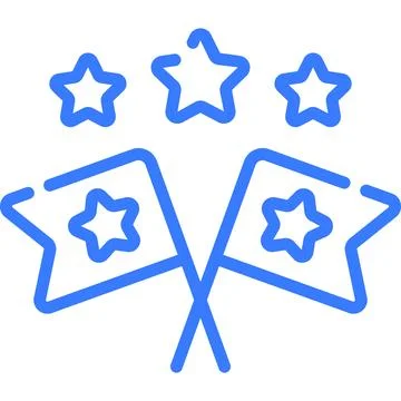 Flags line icon, vector design usa independence day icon. Stock Illustration