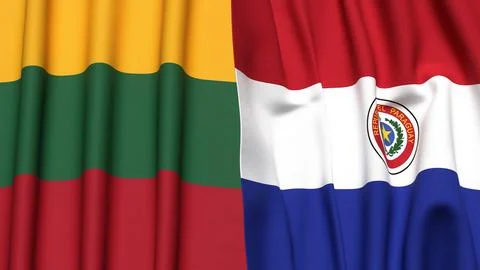 Flags of LITHUANIA and PARAGUAY Illustration