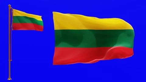 Flags of Lithuania with Green Screen Chroma Key High Quality 4K UHD 60FPS Stock Footage 143381582