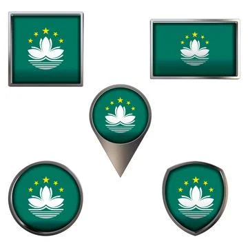 Flags of the Macau Icons set image 스톡 일러스트